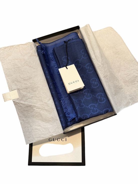 Gucci Accessories - NWT Gucci Blue GG Monogram Scarf Wrap Made in Italy